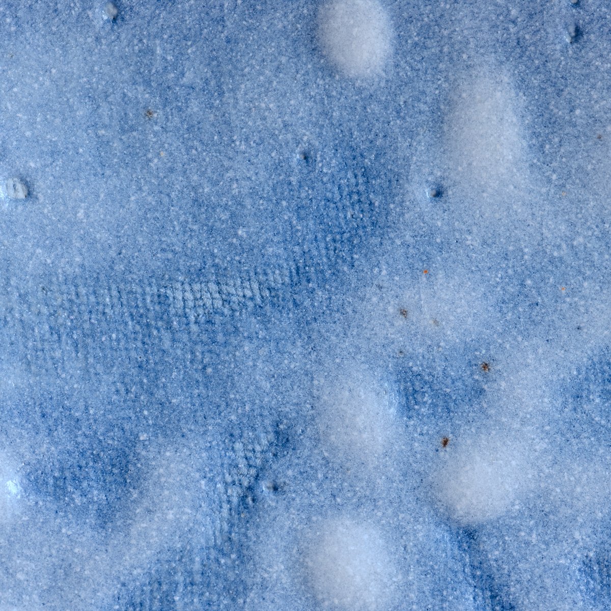 The surface of blue Shino glaze